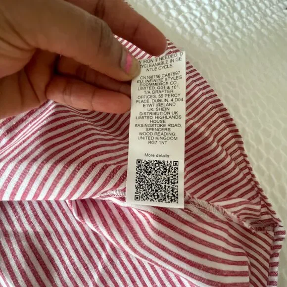 Pink White Stripe Midi Dress Size 6 Sleeveless V-Neck Tie Front Summer Sun Dress - Picture 9 of 9